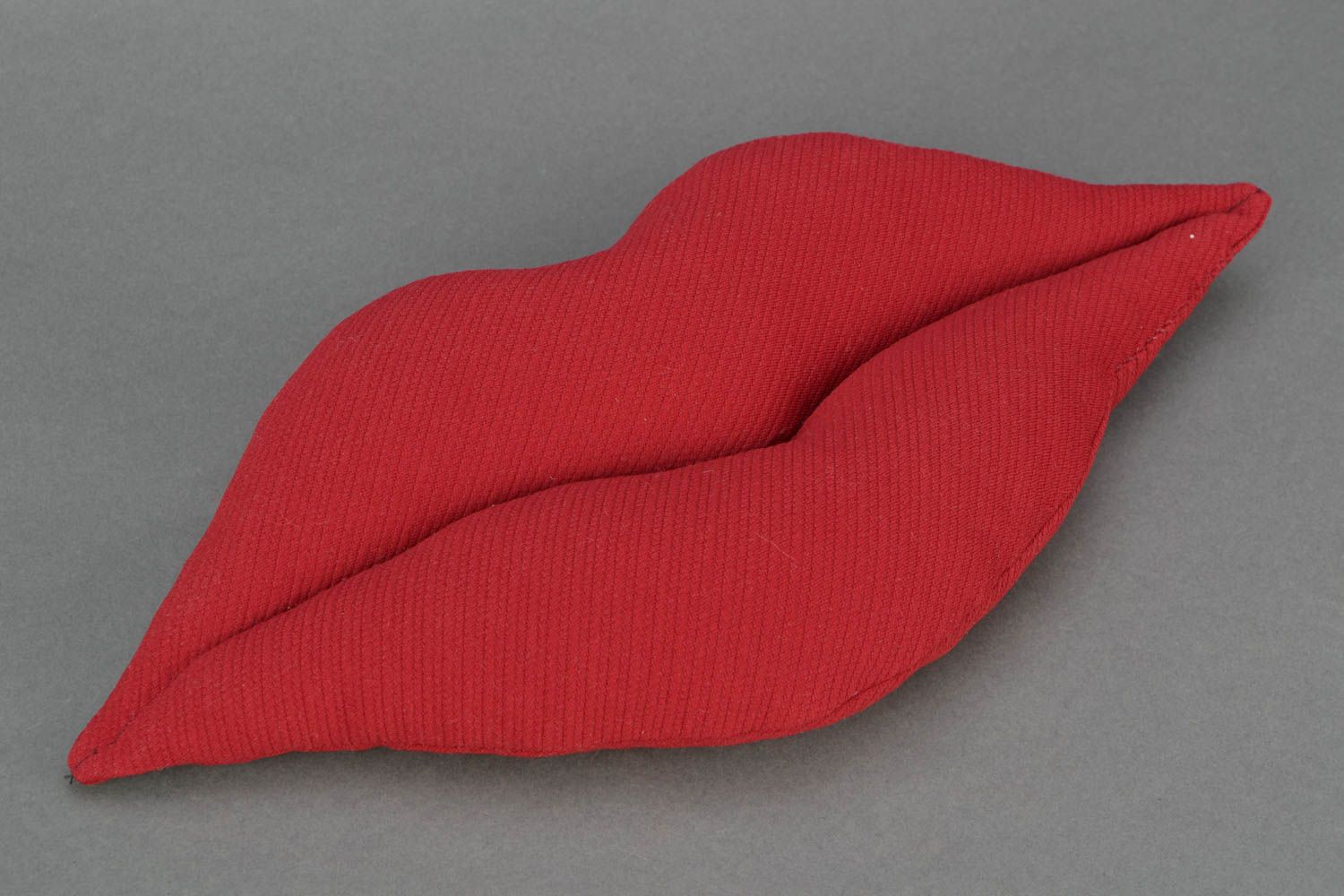 Unusual fabric pillow in the shape of lips photo 2