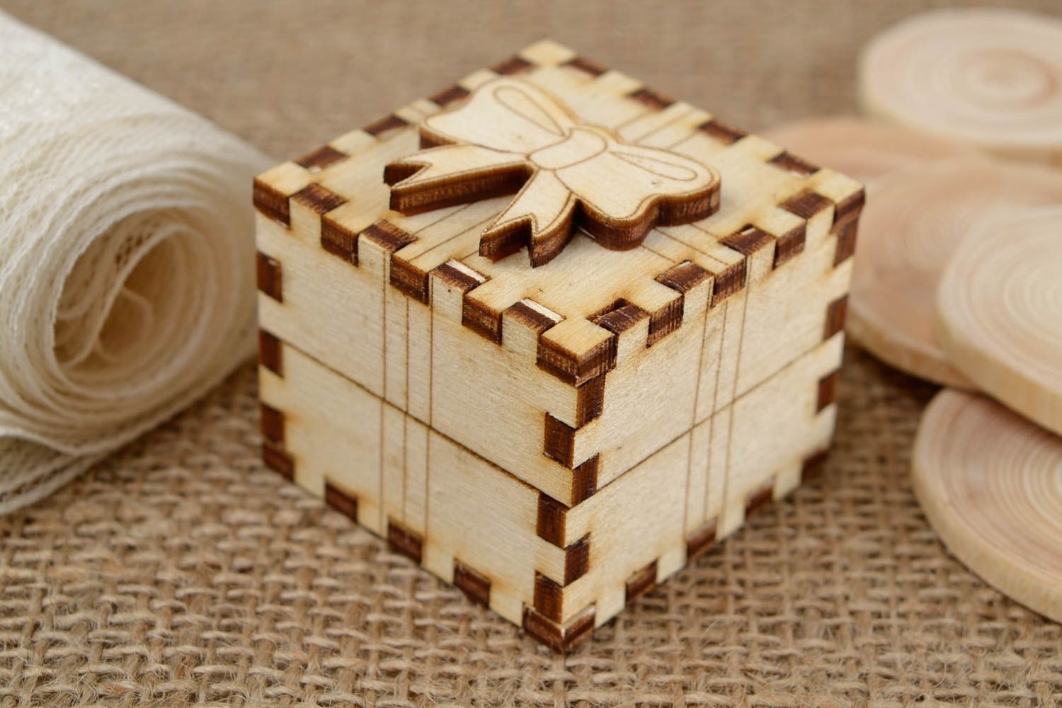 Handmade cute jewelry box wooden blank for creativity designer table decor photo 1