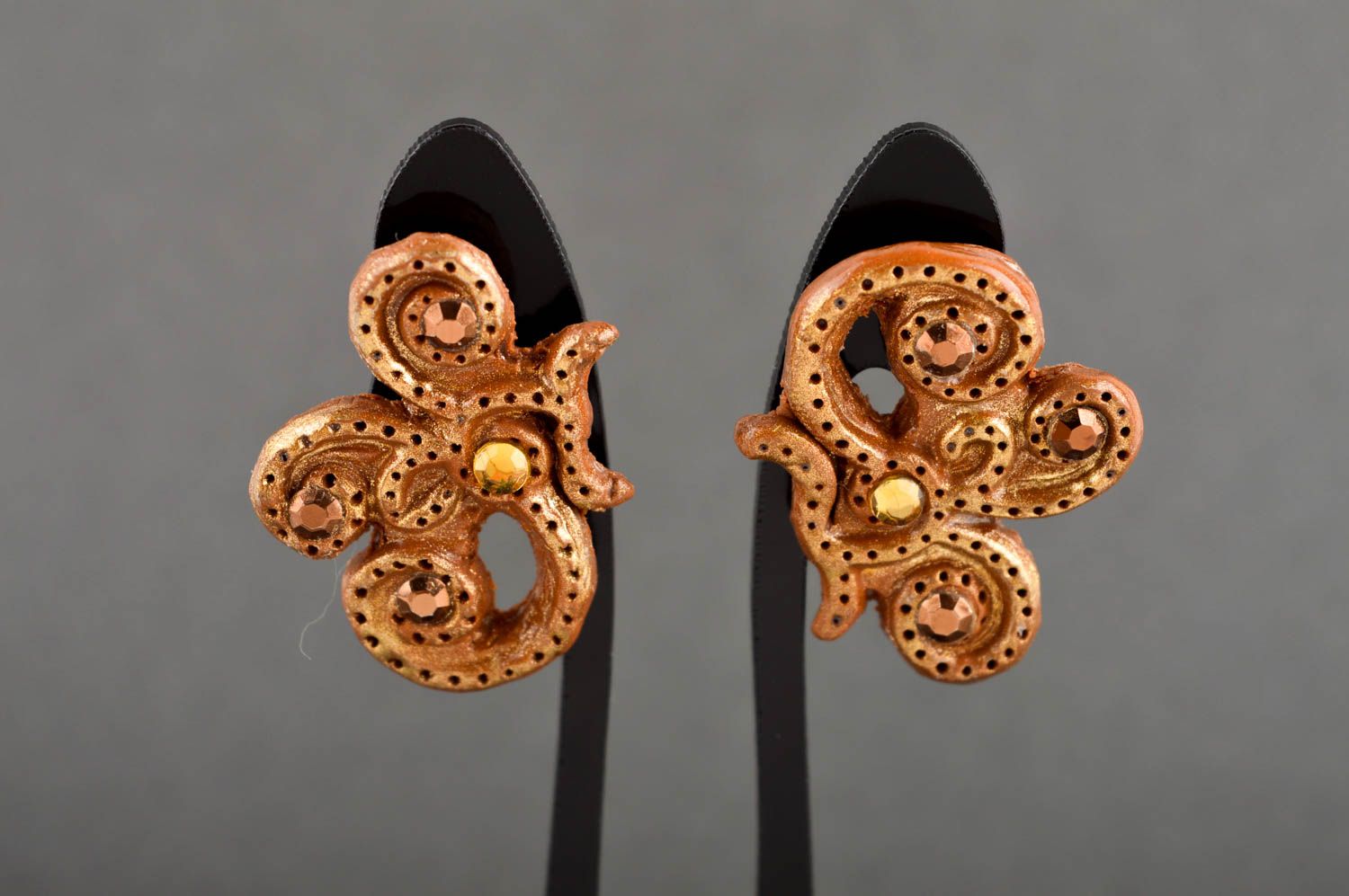 Unusual handmade plastic earrings stud earrings artisan jewelry designs photo 1