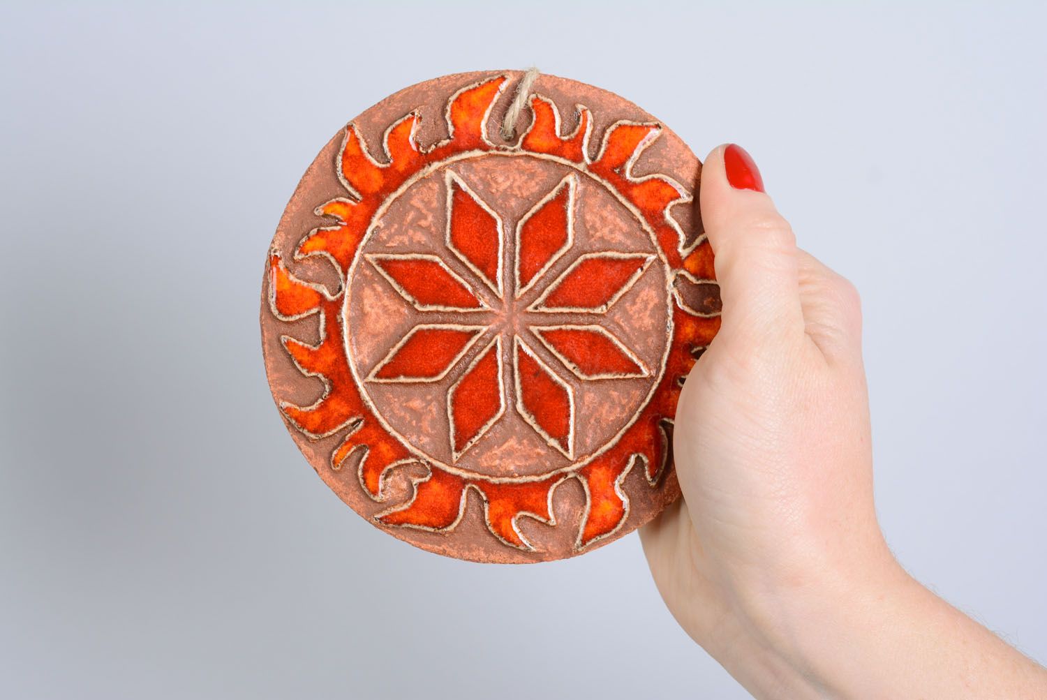 Orange Wandteller aus Keramik Alatyr für den Mann  foto 3