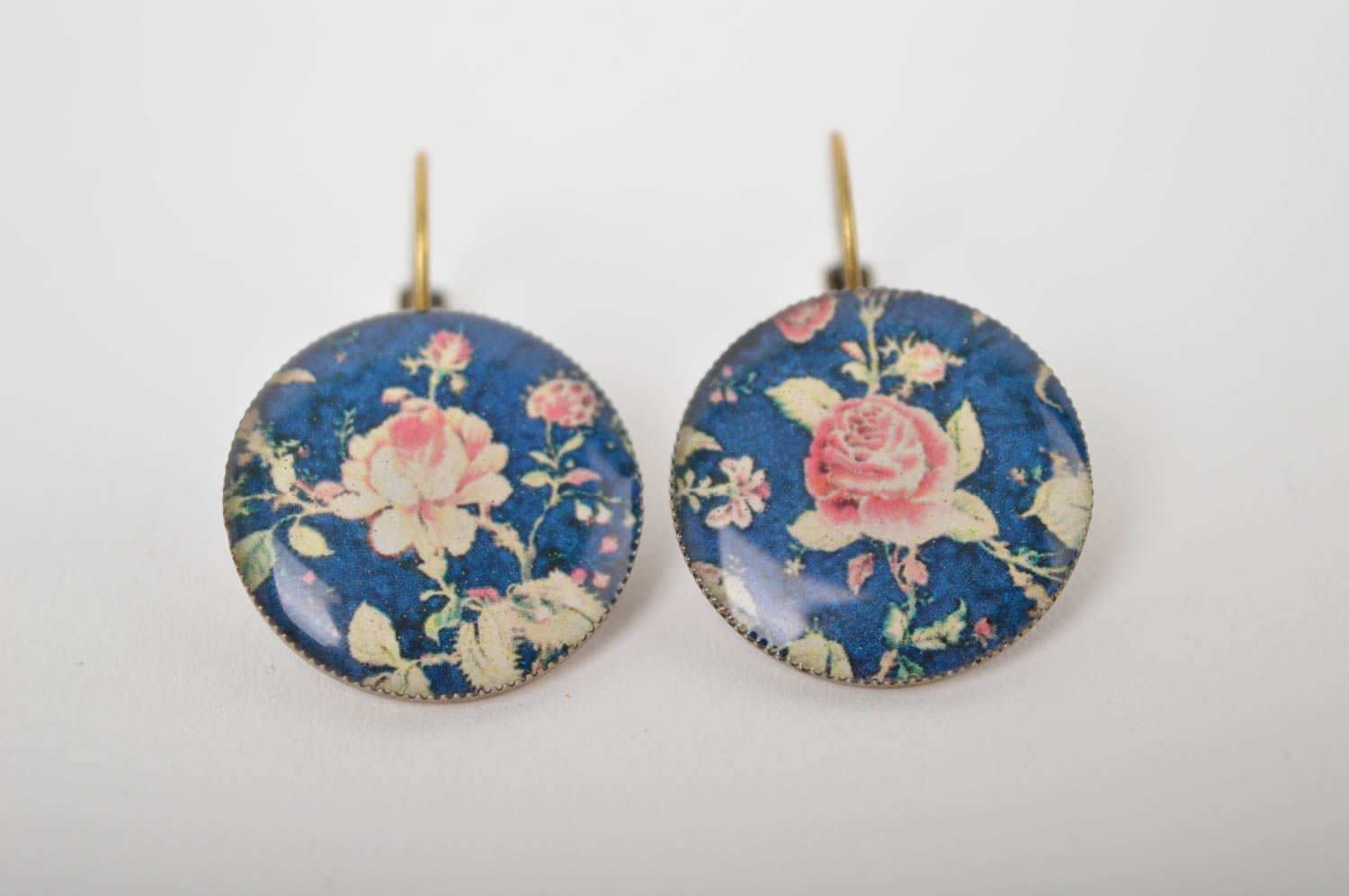 Handmade Blumen Ohrringe Accessoire für Frauen Designer Schmuck mit Prints foto 3