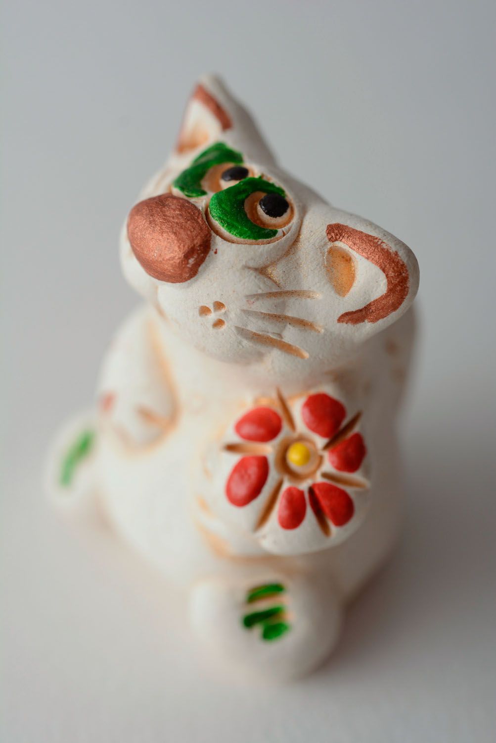 Figurine miniature chat en céramique faite main photo 1