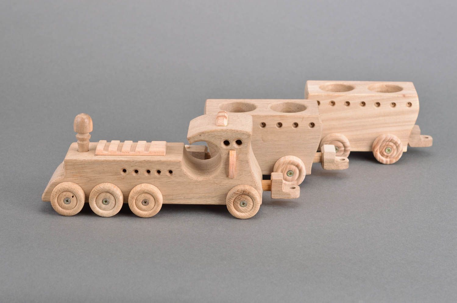 Eco friendly handmade children's wooden toy train for boys collectible item photo 5