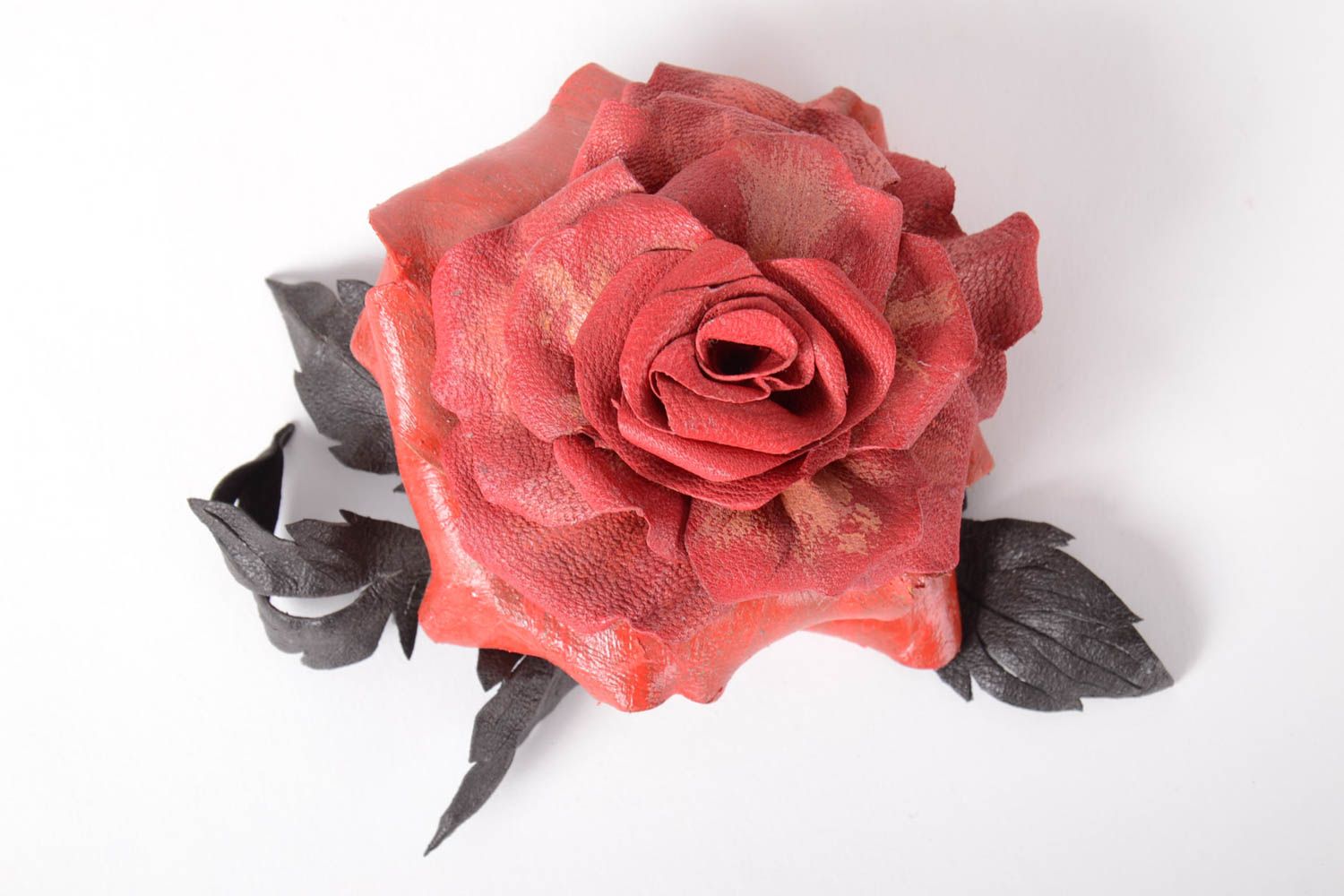 Große Brosche handmade Blume aus Leder Schmuck für Frauen Designer Schmuck foto 4