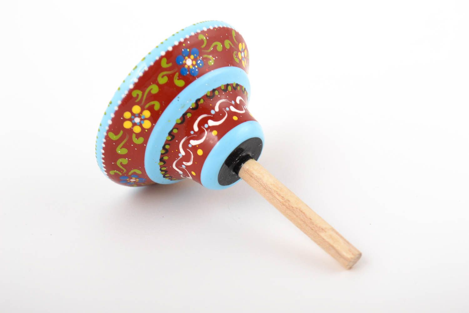 Juguete para niños hecho a mano trompo de madera con ornamentos regalo original foto 4