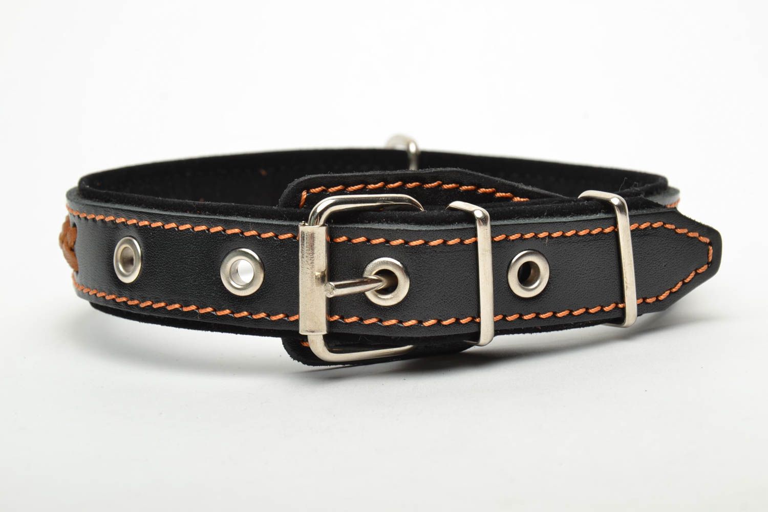Black dog collar with braiding photo 2