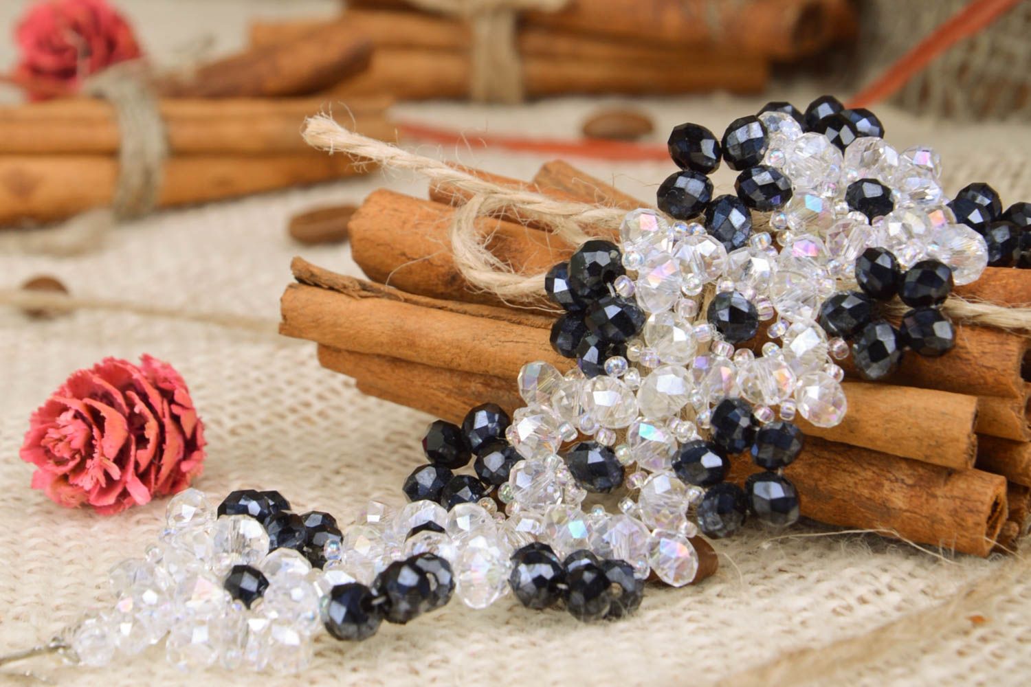 Bracelet en perles de cristal fait main large bijou original pour femme photo 1