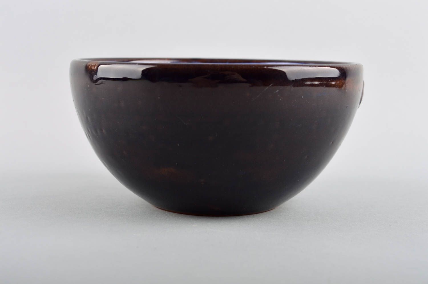 Handmade bemalte Keramik Schüssel für Suppe Öko Geschirr Schale aus Ton braun foto 3