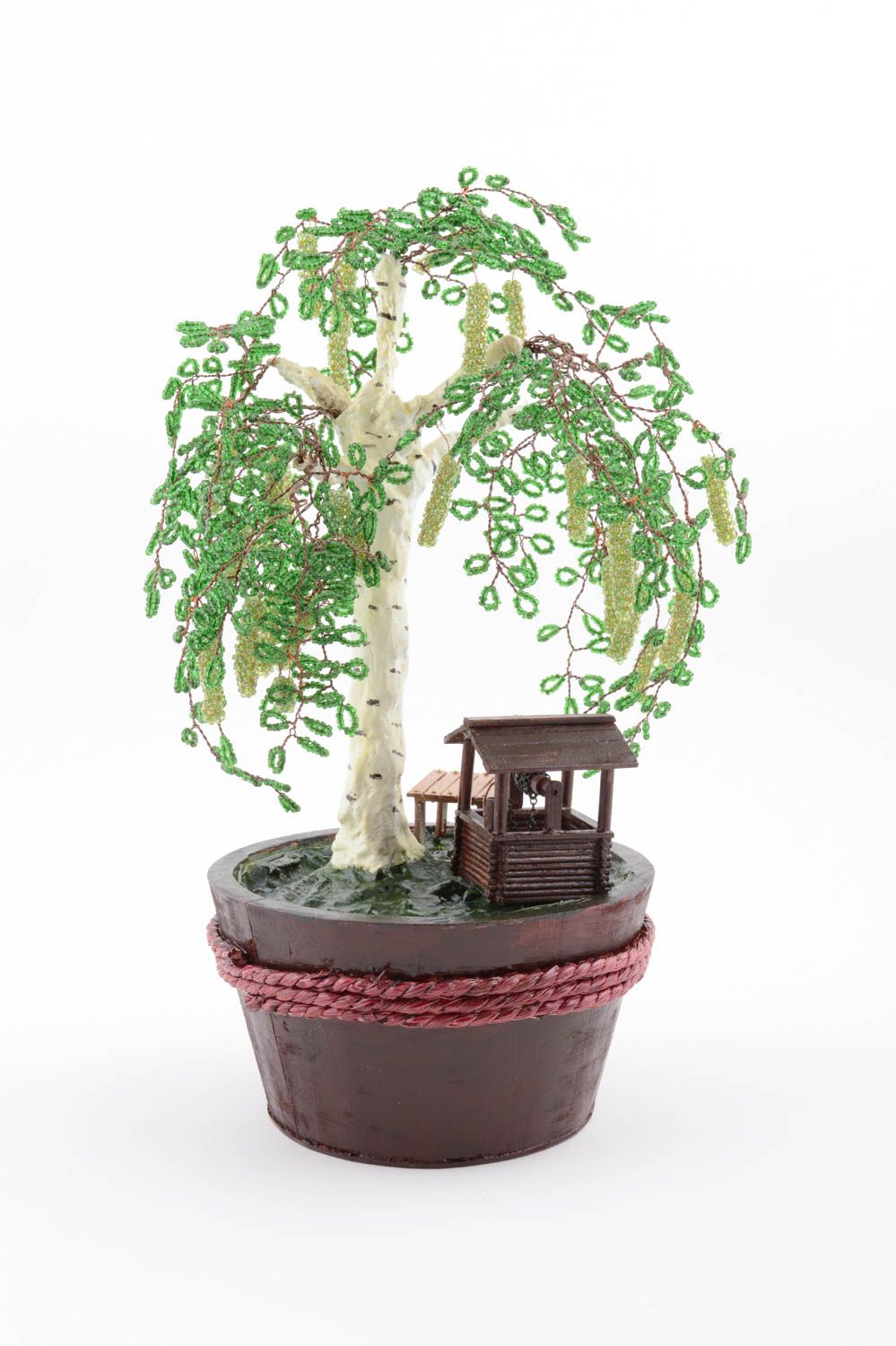 Декоративное искусственное дерево из бисера ручной работы Береза для дома фото 2