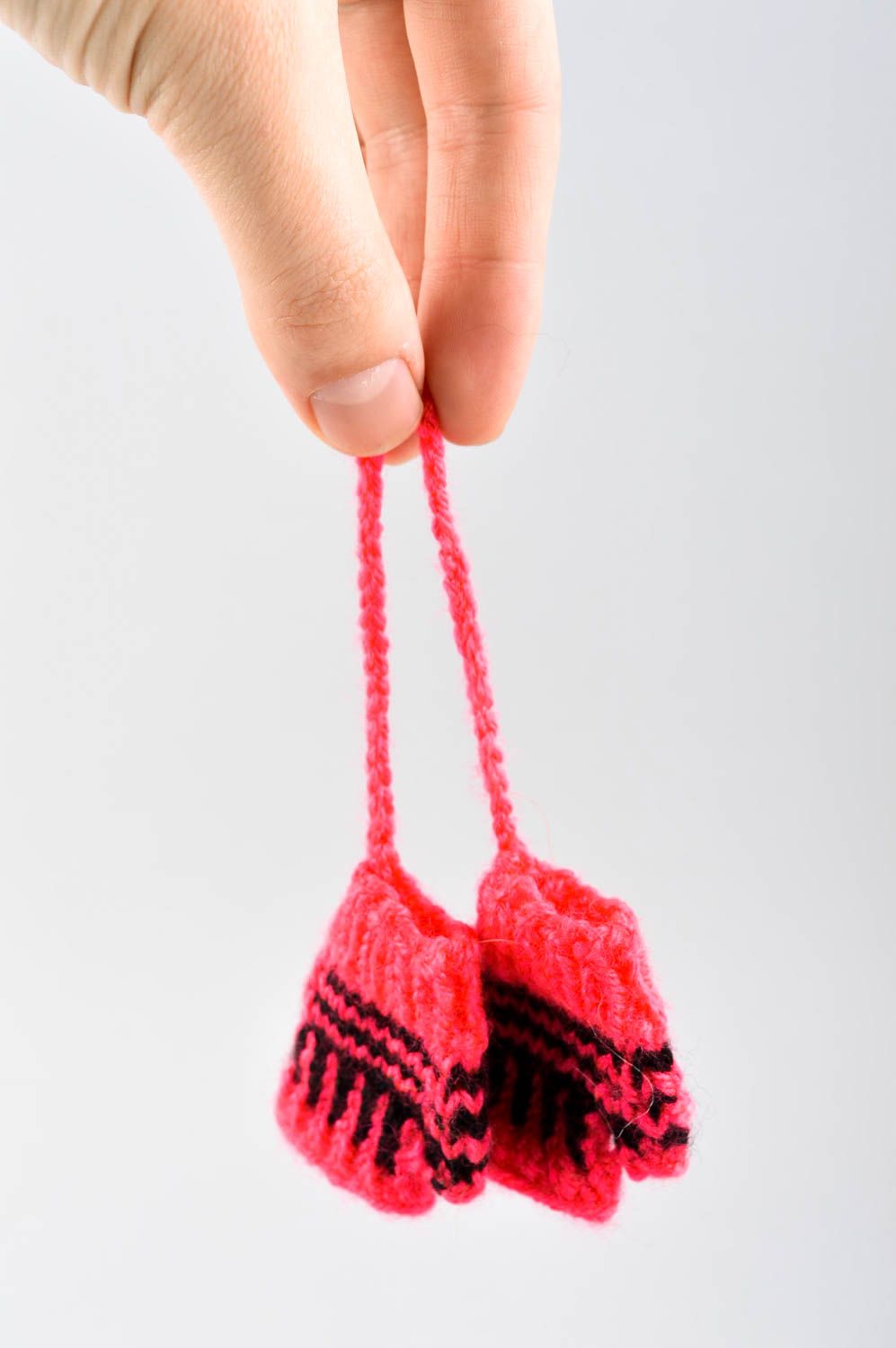 Llavero hecho a mano para coche manoplas rojas adorno de lana regalo original foto 5