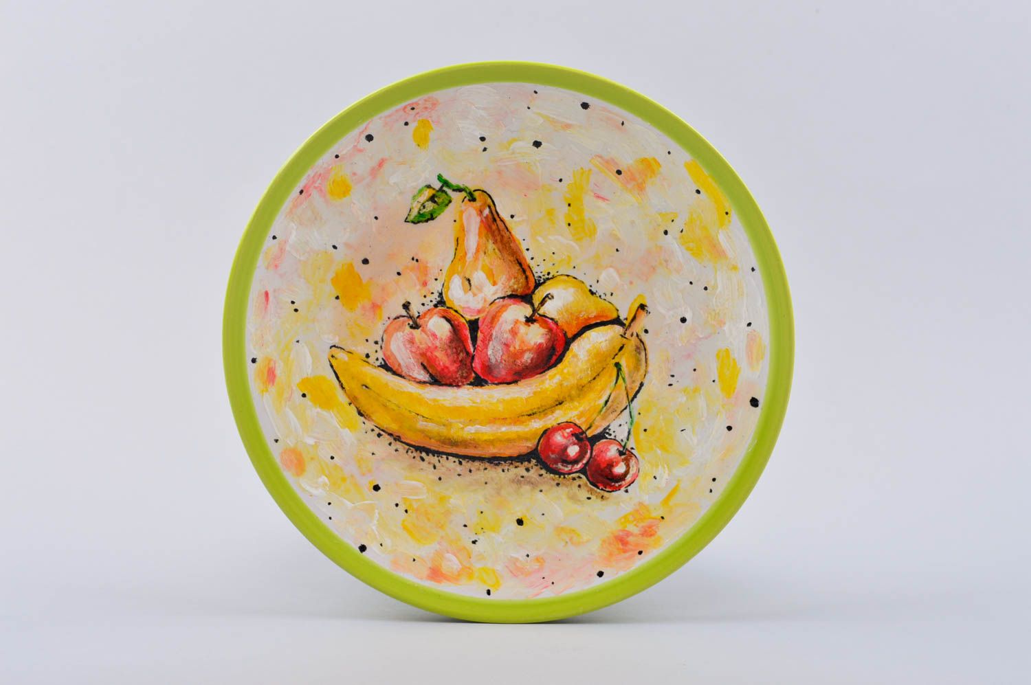 Керамическая тарелка ручной работы расписная тарелка настольный декор красивый фото 2