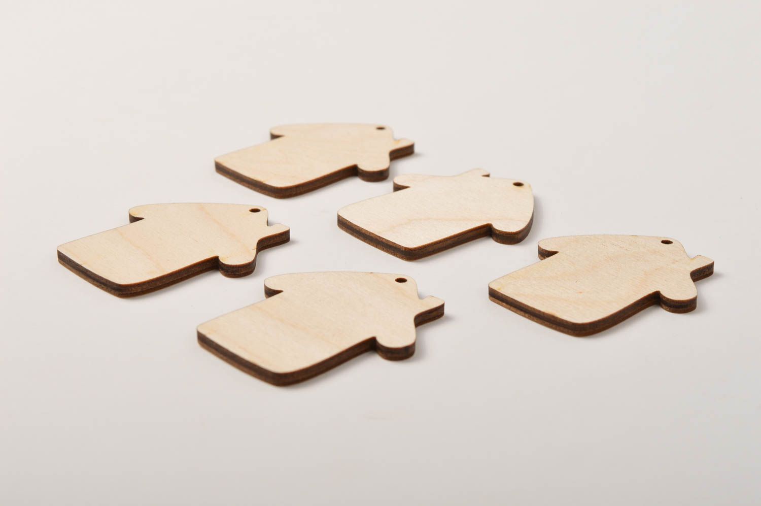 Handmade Holzrohlinge zum Bemalen Scrapbooking Material Deko Figuren Set 5 Stück foto 3
