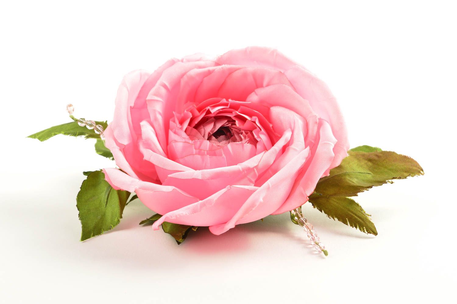 Broche fleur rose Bijou fait main soie satin grande taille Cadeau femme photo 3