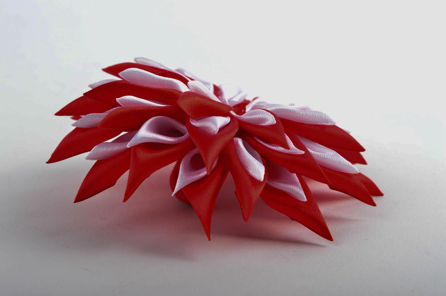 Red handmade flower scrunchie hair tie designer hair accessories small gifts photo 2