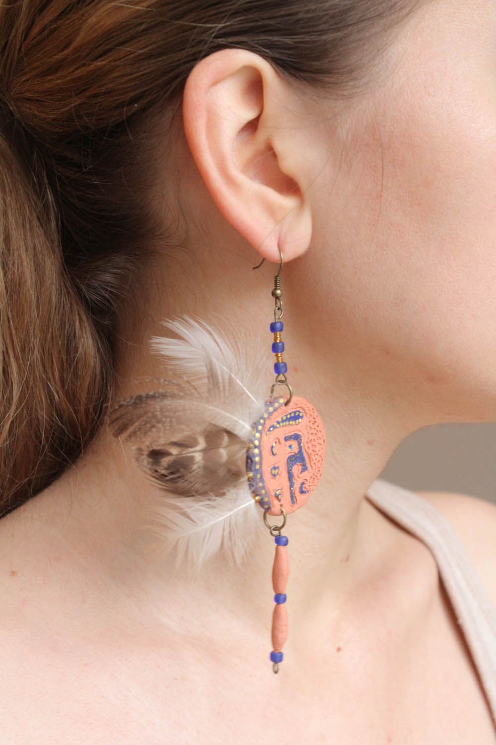Long dangling earrings in ethnic style photo 2