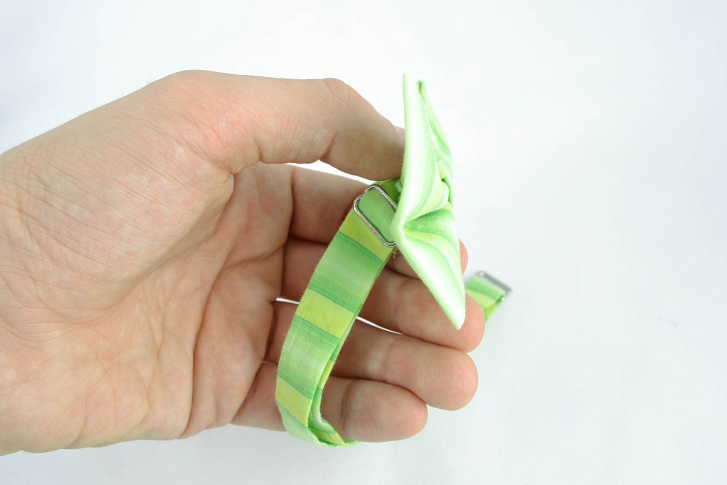 Nœud papillon en coton original à rayures fait main photo 2