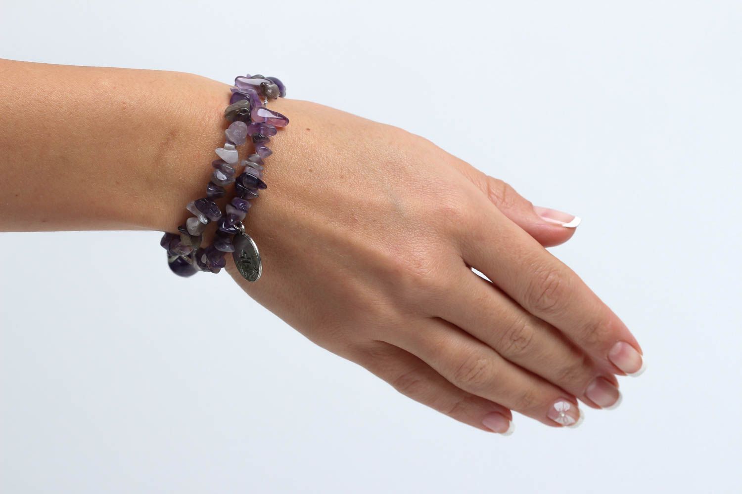 Amethyst bracelet woven designer bracelet fashion jewelry with natural stones photo 5