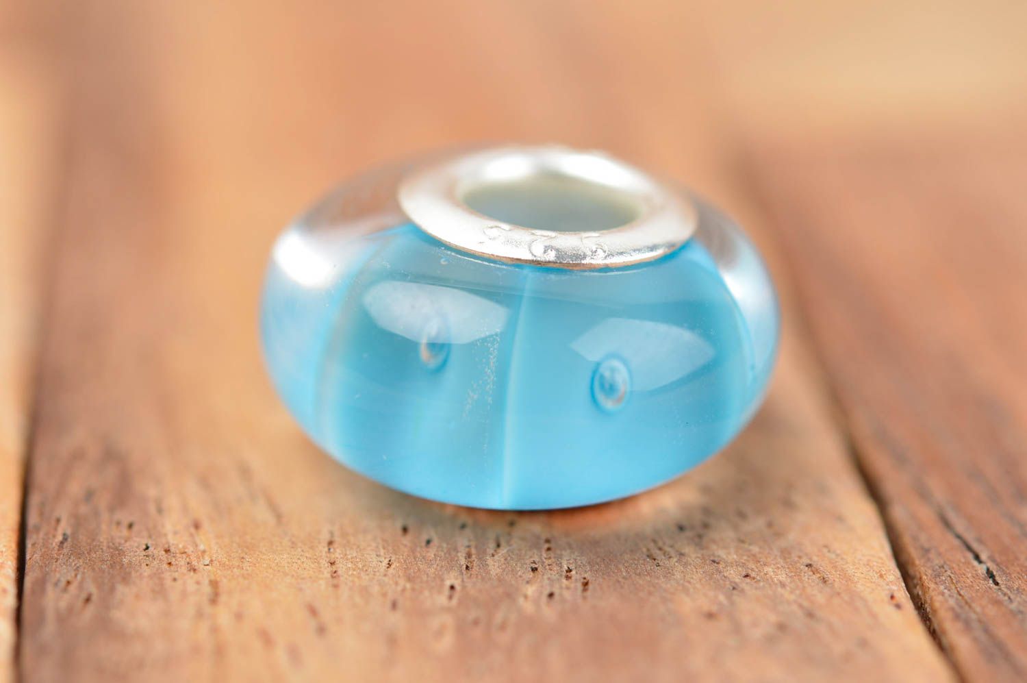 Perle bleue faite main Fourniture pour bijoux verre lampwork Loisirs créatifs photo 2