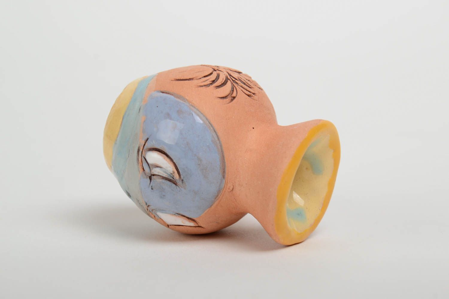 Figurine cruchon en argile peinte d'émail et glaçure faite main miniature Mer photo 3