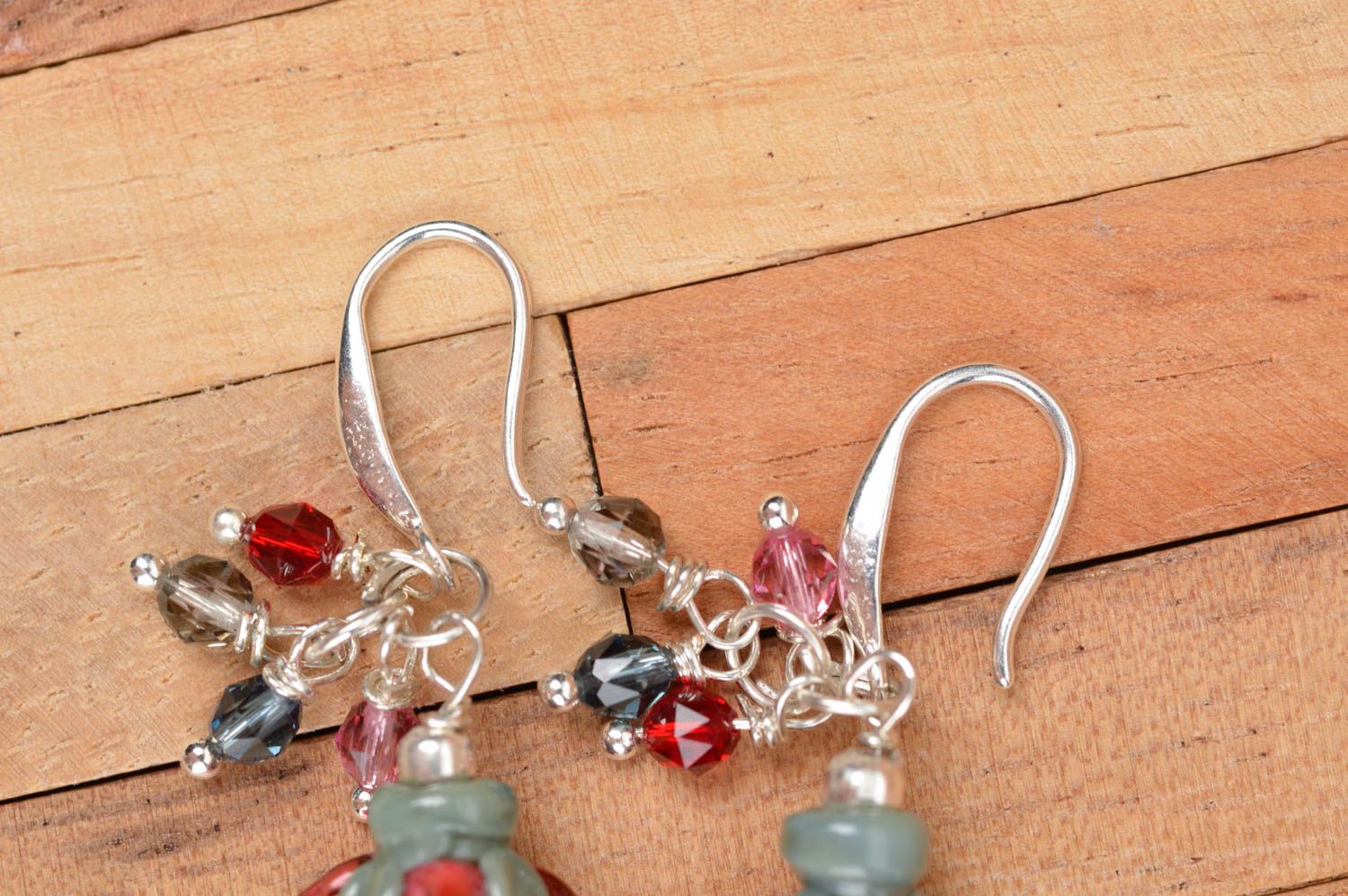 Glass earrings handmade jewelry glass long earrings women accessory photo 4