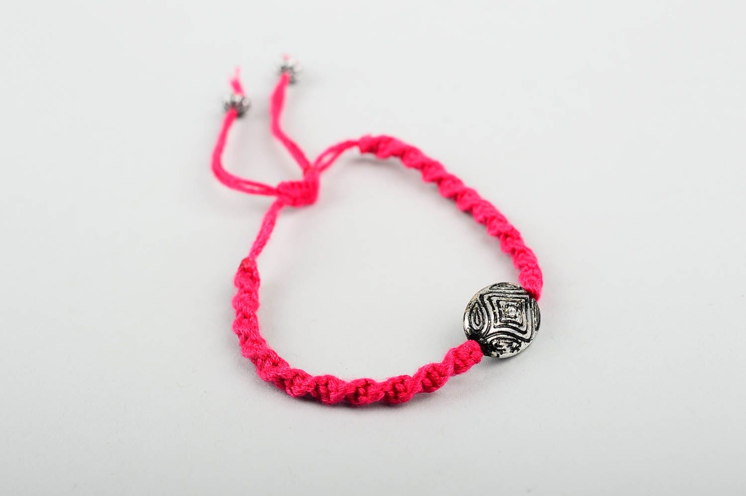 Handmade cute crimson bracelet unusual textile bracelet designer jewelry photo 1