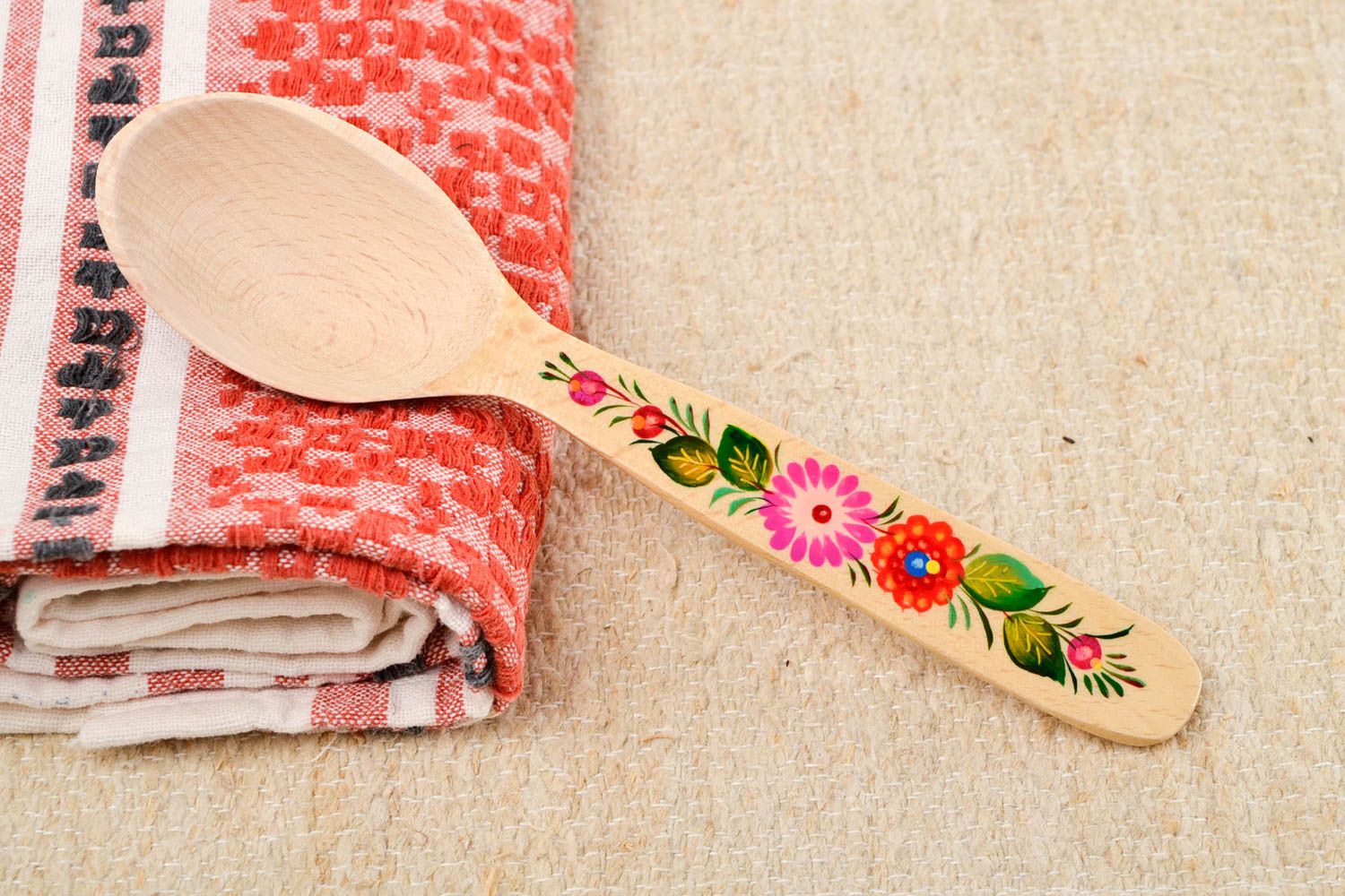 Handmade wooden spoon stylish painted spoon beautiful kitchen utensil photo 1