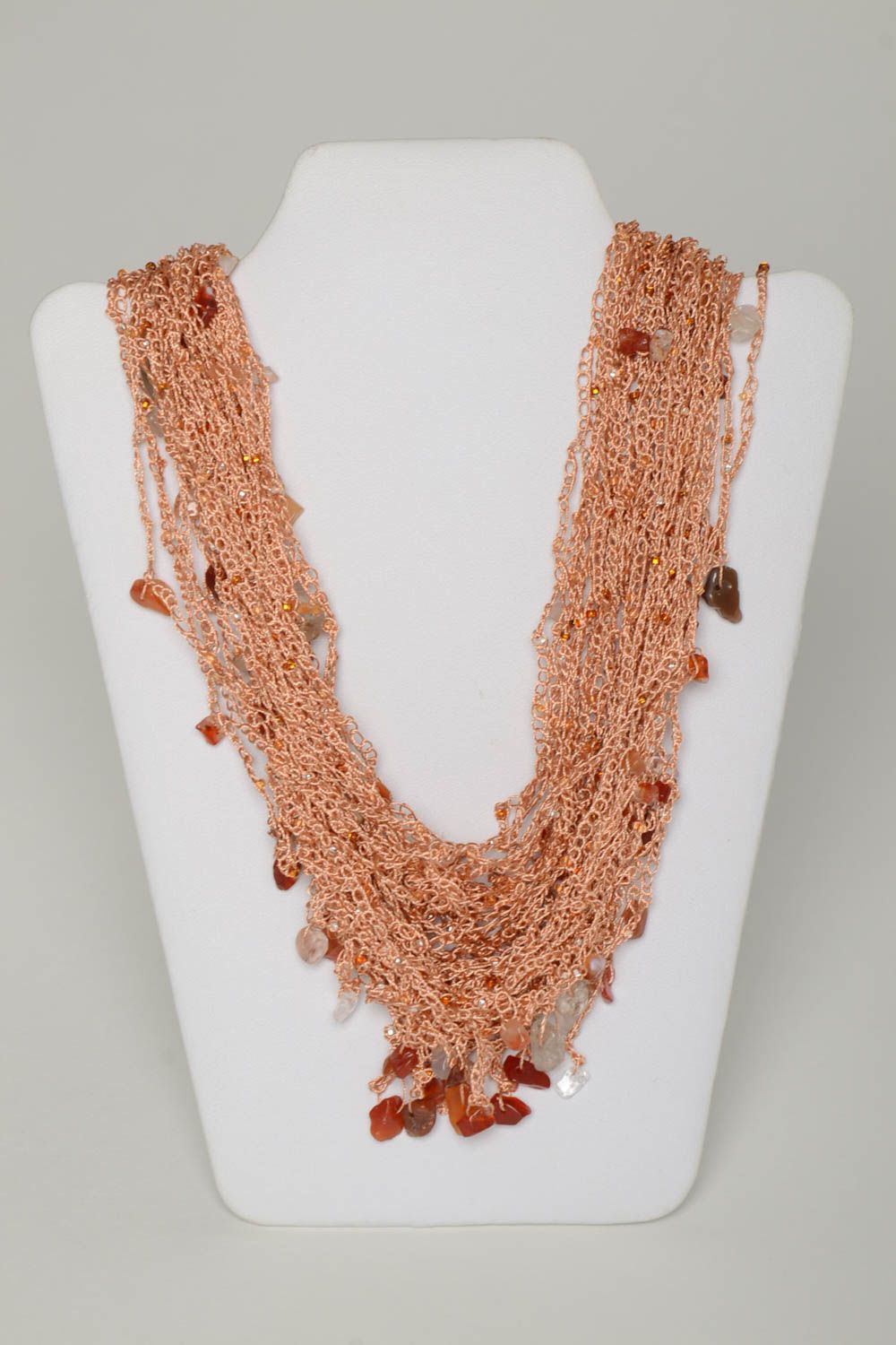 Beautiful handmade crochet necklace beaded necklace handmade accessories photo 2
