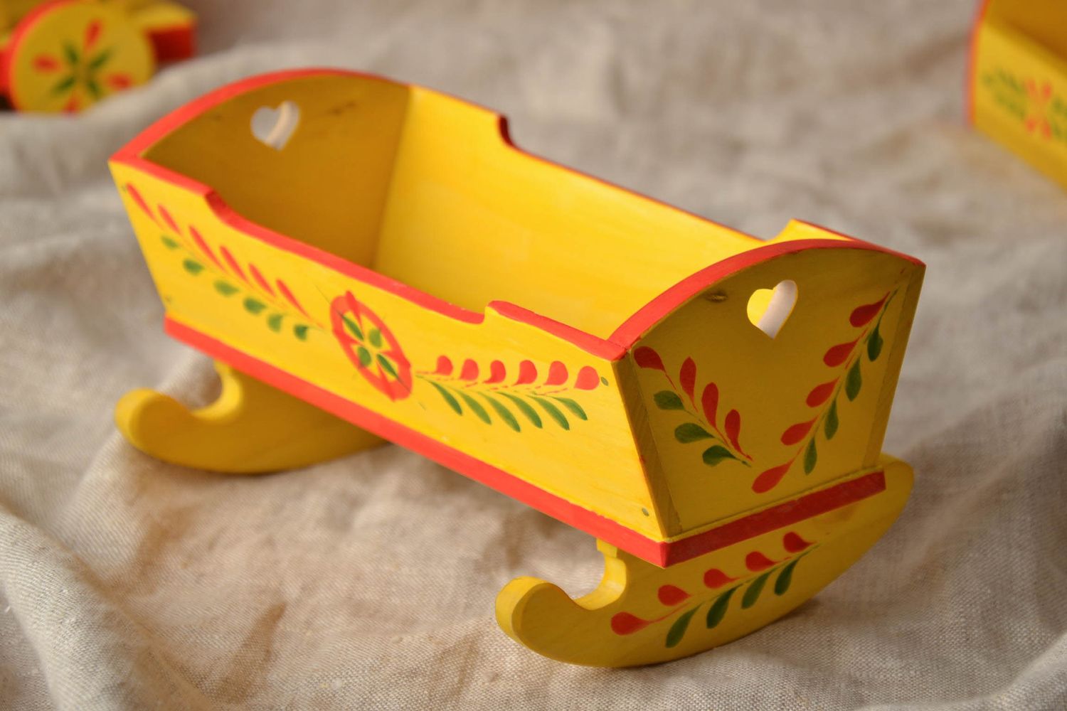 Wooden toy with ethnic Ukrainian painting Cradle photo 1