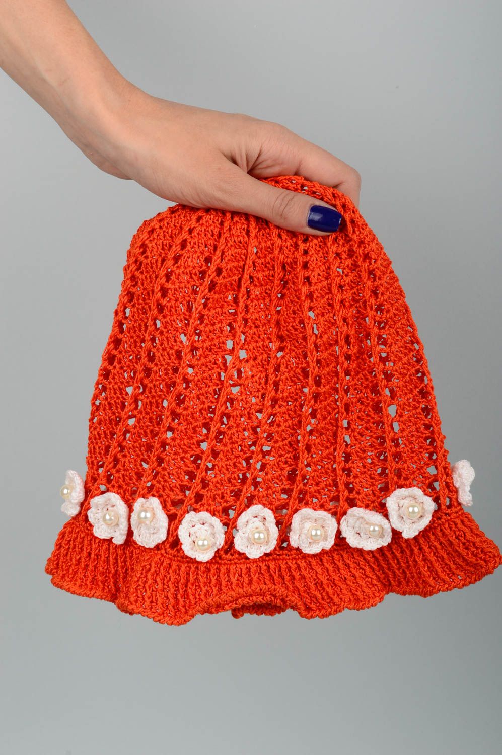 Bonnet tricot fait main Chapeau au crochet en fils de coton Vêtement enfant photo 3