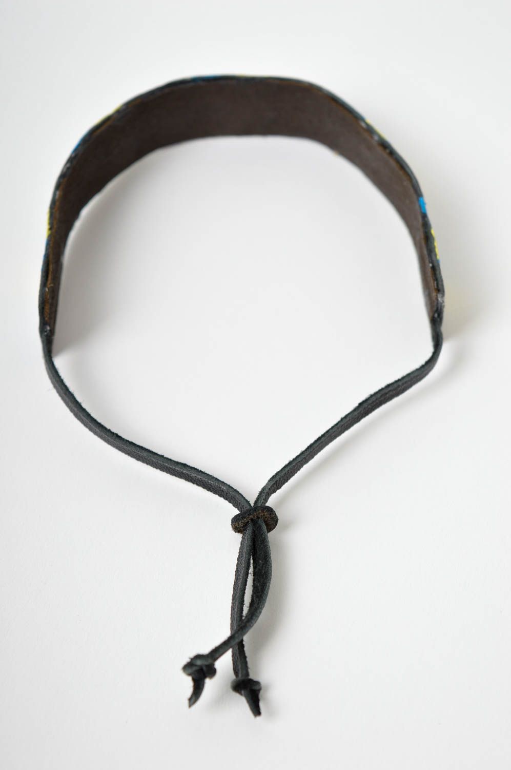 Handmade leather designer jewelry unusual leather bracelet wrist accessory photo 3