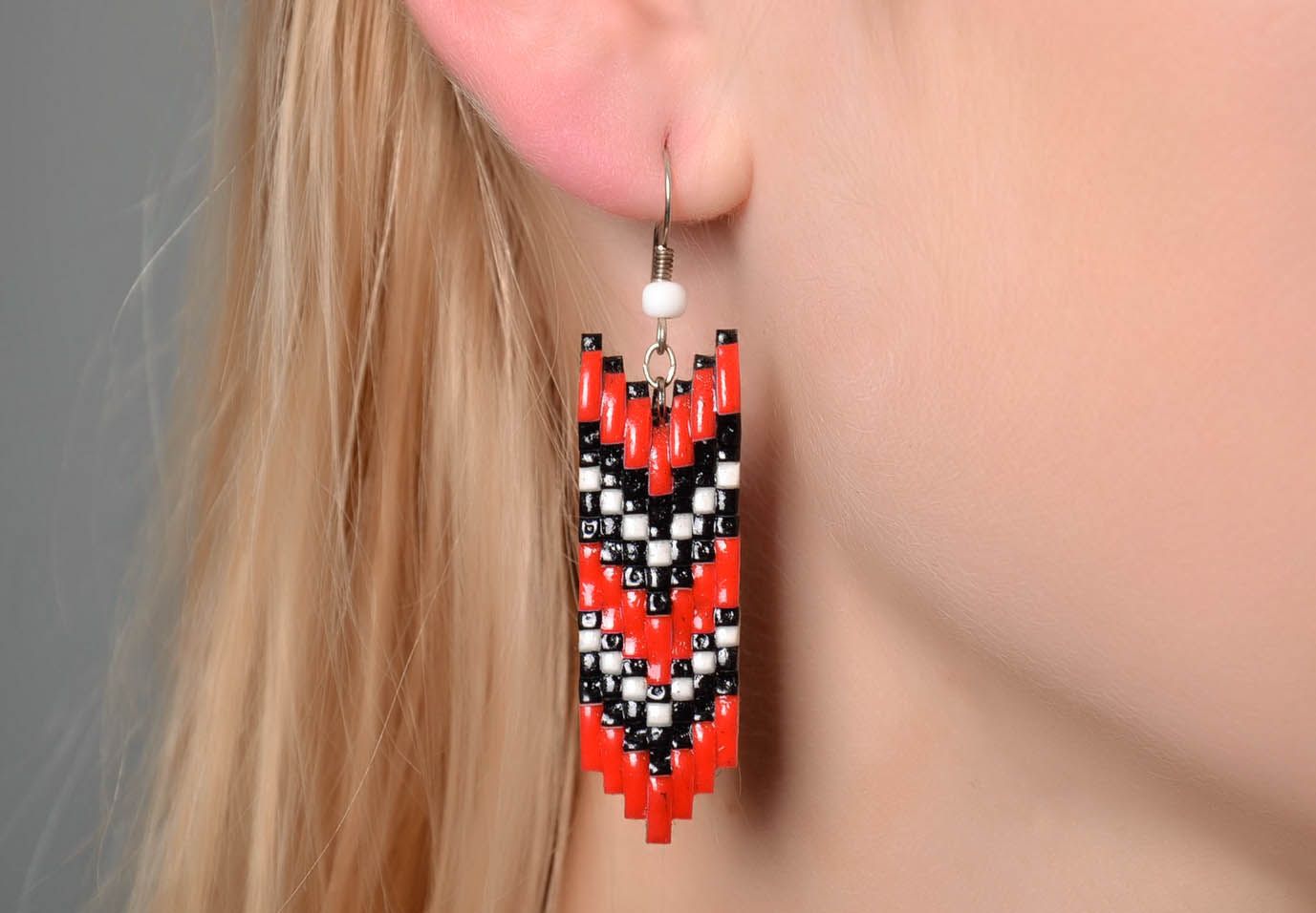 Polymer clay earrings in ethnic style photo 4
