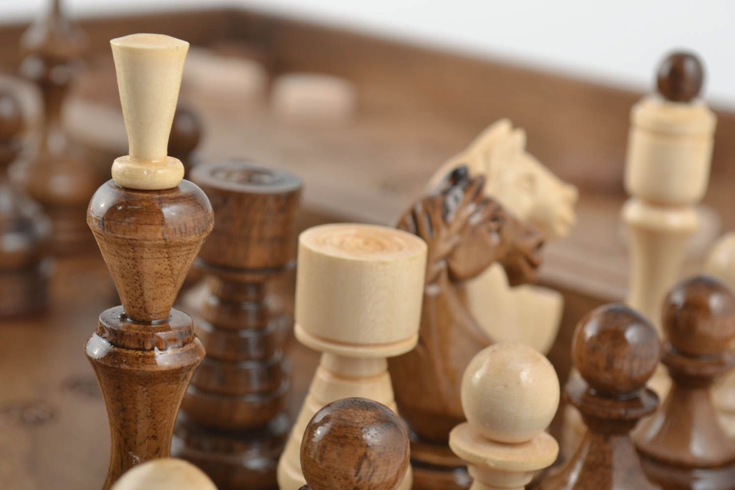 Handmade wooden chess stylish table games present for men cute designer chess photo 4