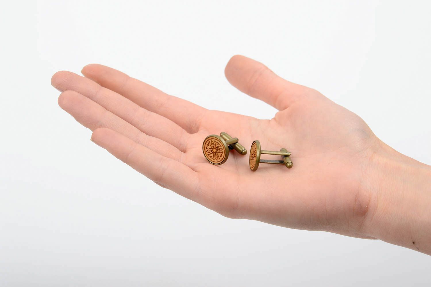 Handmade wooden cufflinks on metal basis designer special present for men photo 5
