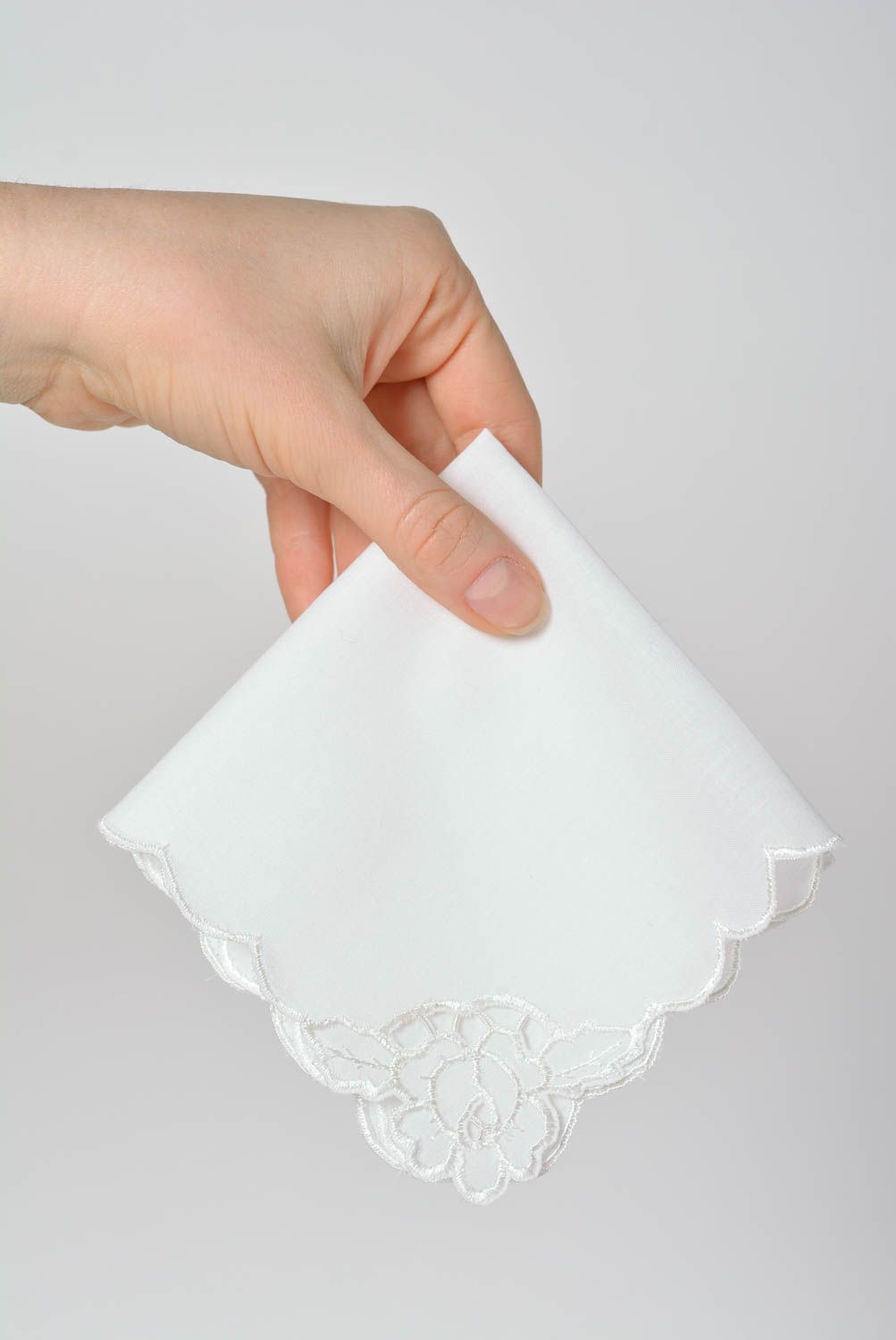 Носовой платок ручной работы модный платок белоснежный оригинальный подарок фото 4