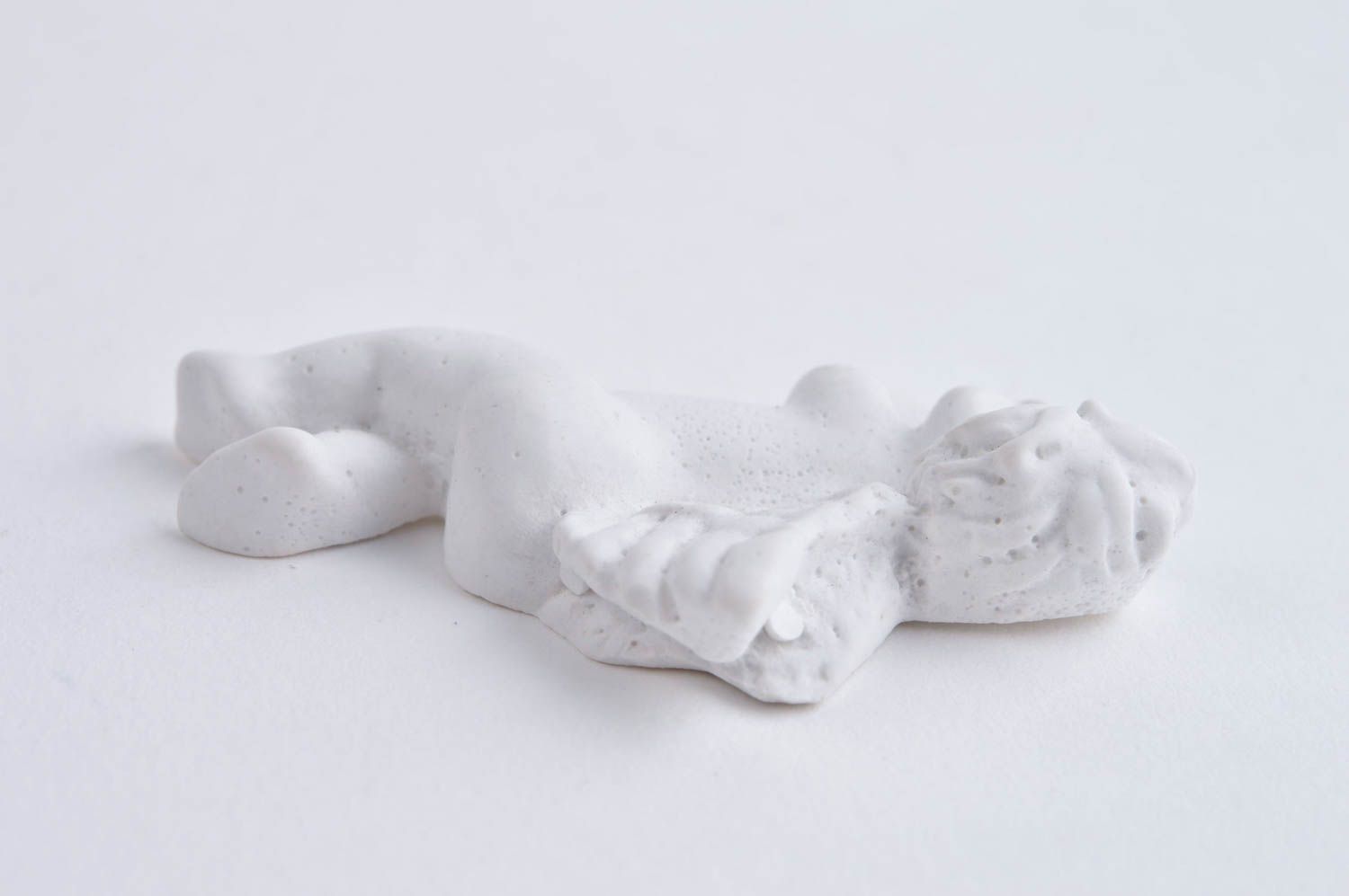 Handmade gypsum statuette stylish blank for creativity white angel decor photo 4