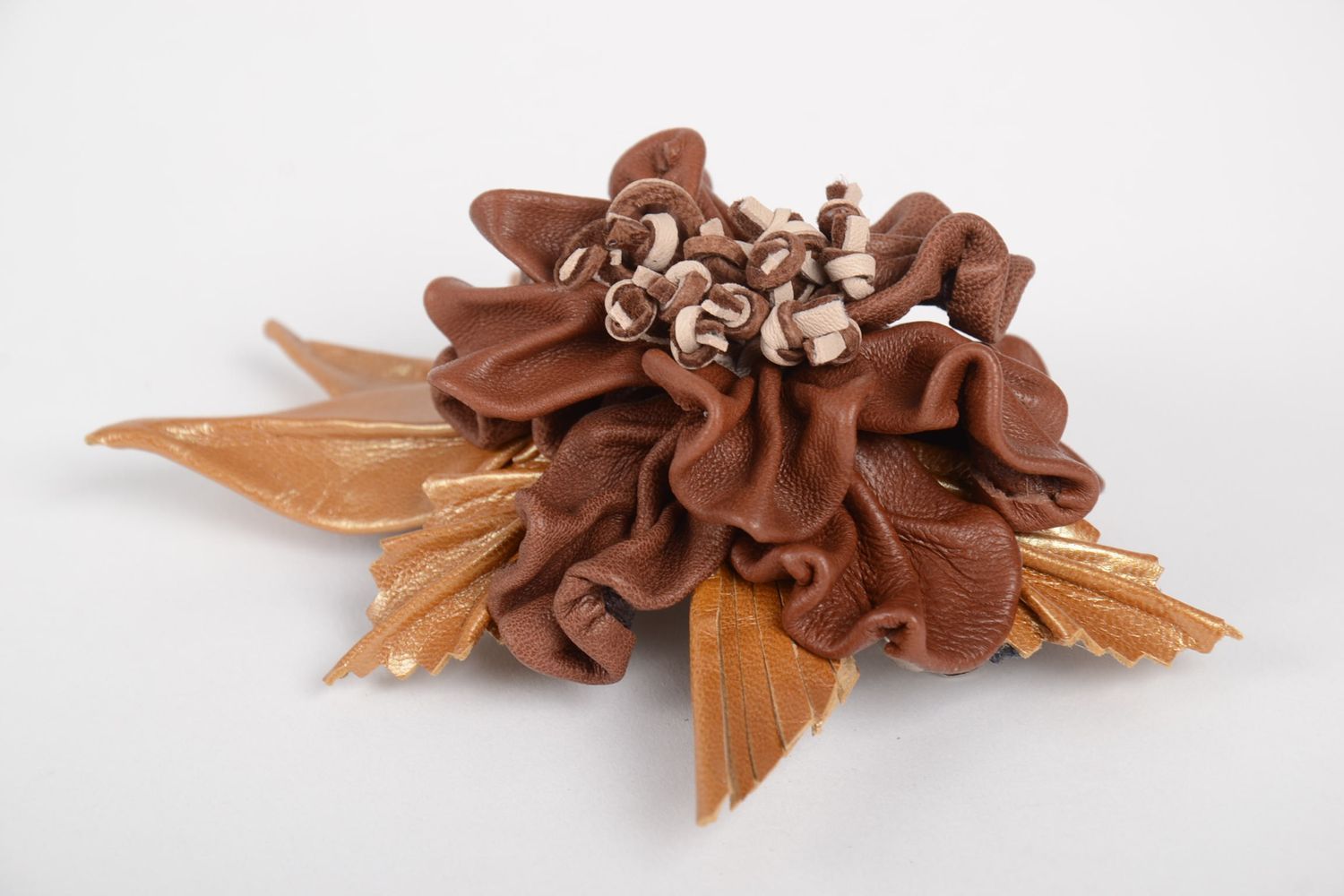 Blume Haarspange handgemachter Haarschmuck Blume aus Leder Schmuck für die Haare foto 4
