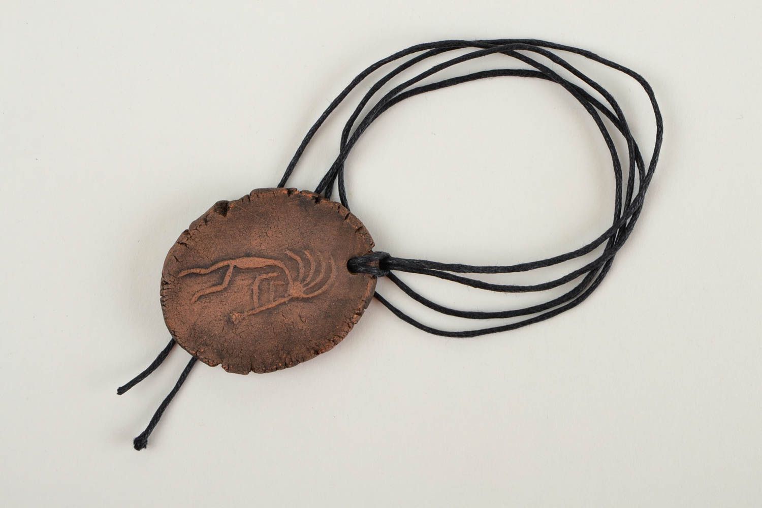 Unusual handmade clay pendant ceramic neck pendant handmade neck accessories photo 1