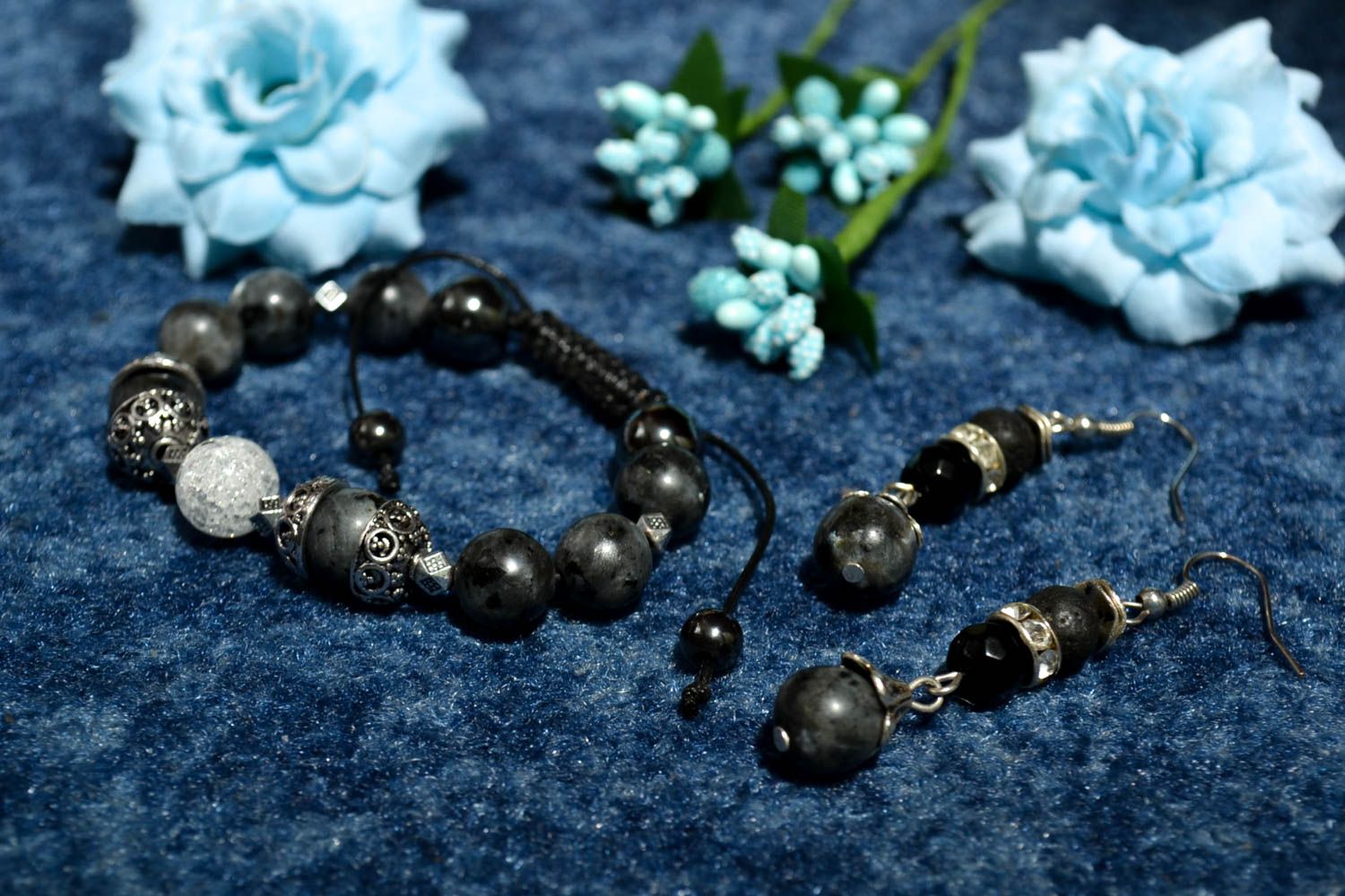 Handmade gemstone jewelry set beaded earrings beaded bracelet designs gift ideas photo 1