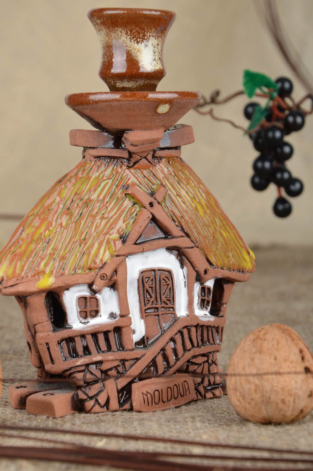 Handmade Deko Kerzenhalter Teelichthalter aus Ton Kerzenhalter Keramik schön foto 1