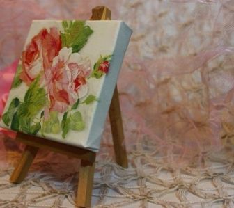 Small decoupage wall panel Gentle Roses photo 1