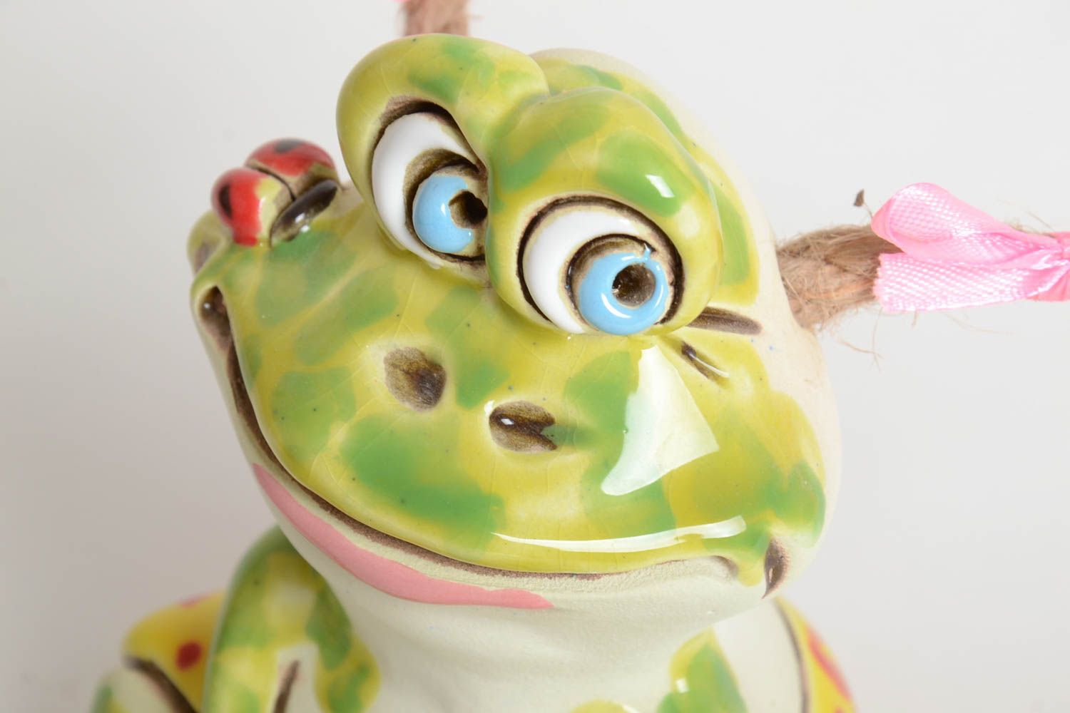 Handgemachte Keramik lustige Spardose Ton Deko Geschenk für Kinder bemalt Frosch foto 3