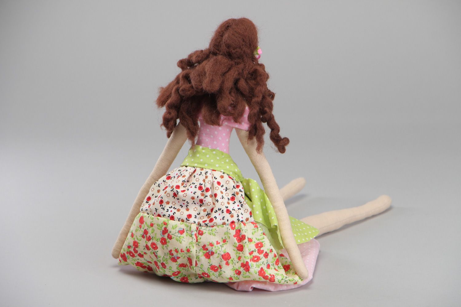 Belle poupée en tissus naturels originale faite à la main Fille Ange rose photo 3