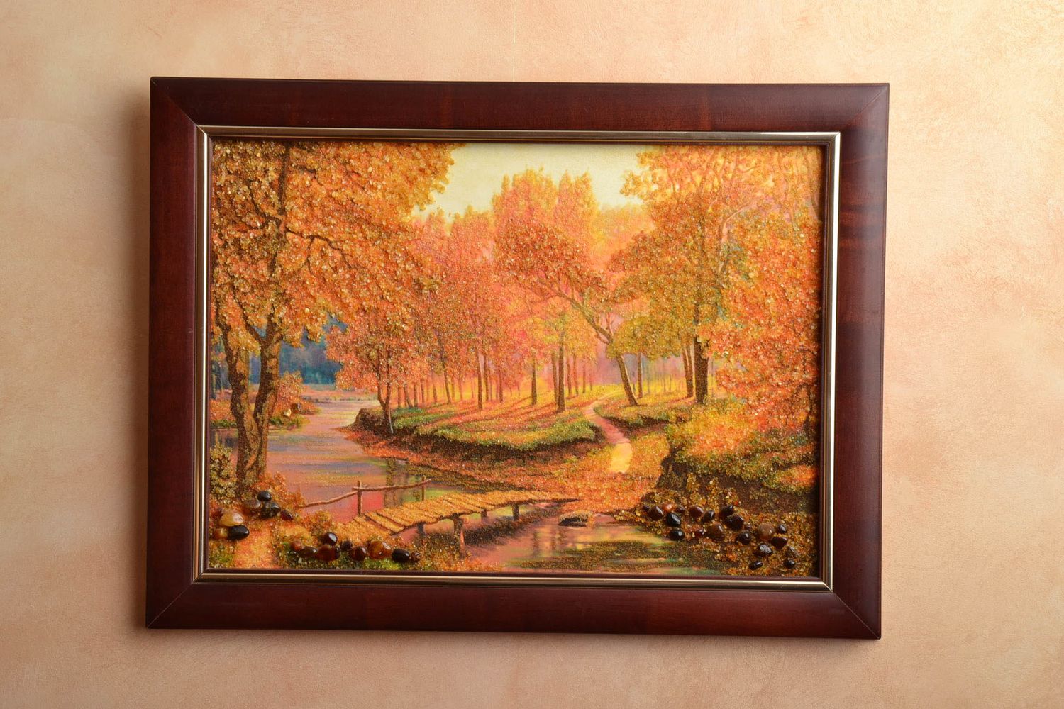 Amber decorated landscape painting  photo 1