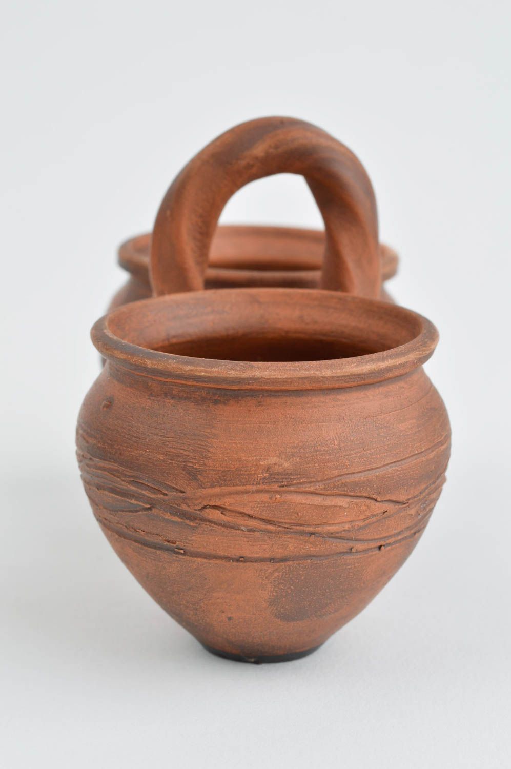 Tarro de barro hecho a mano vasija de barro natural cerámica artesanal bonita foto 2
