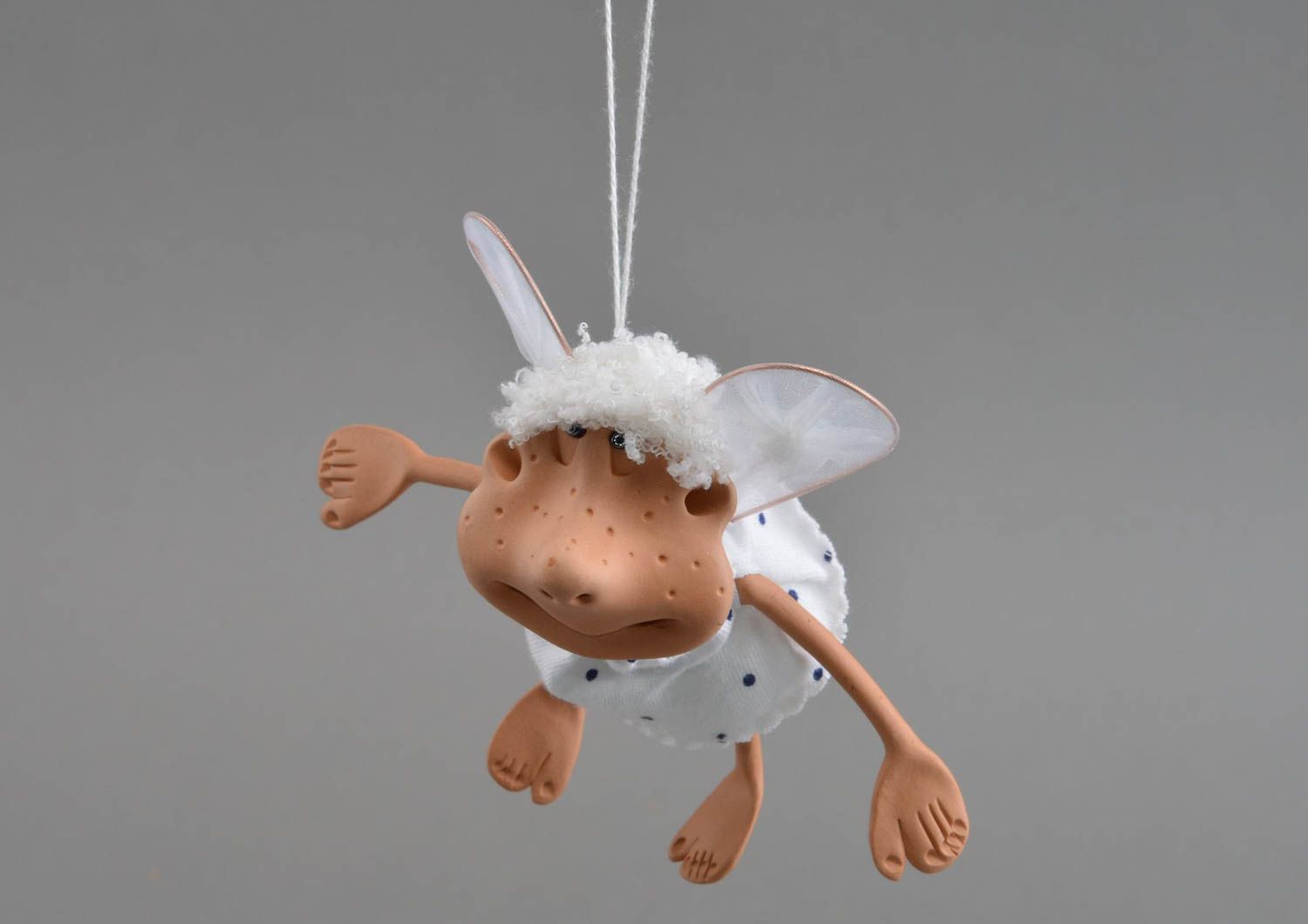 Interior designer pendant toy for home made of clay handmade Angel boy photo 3