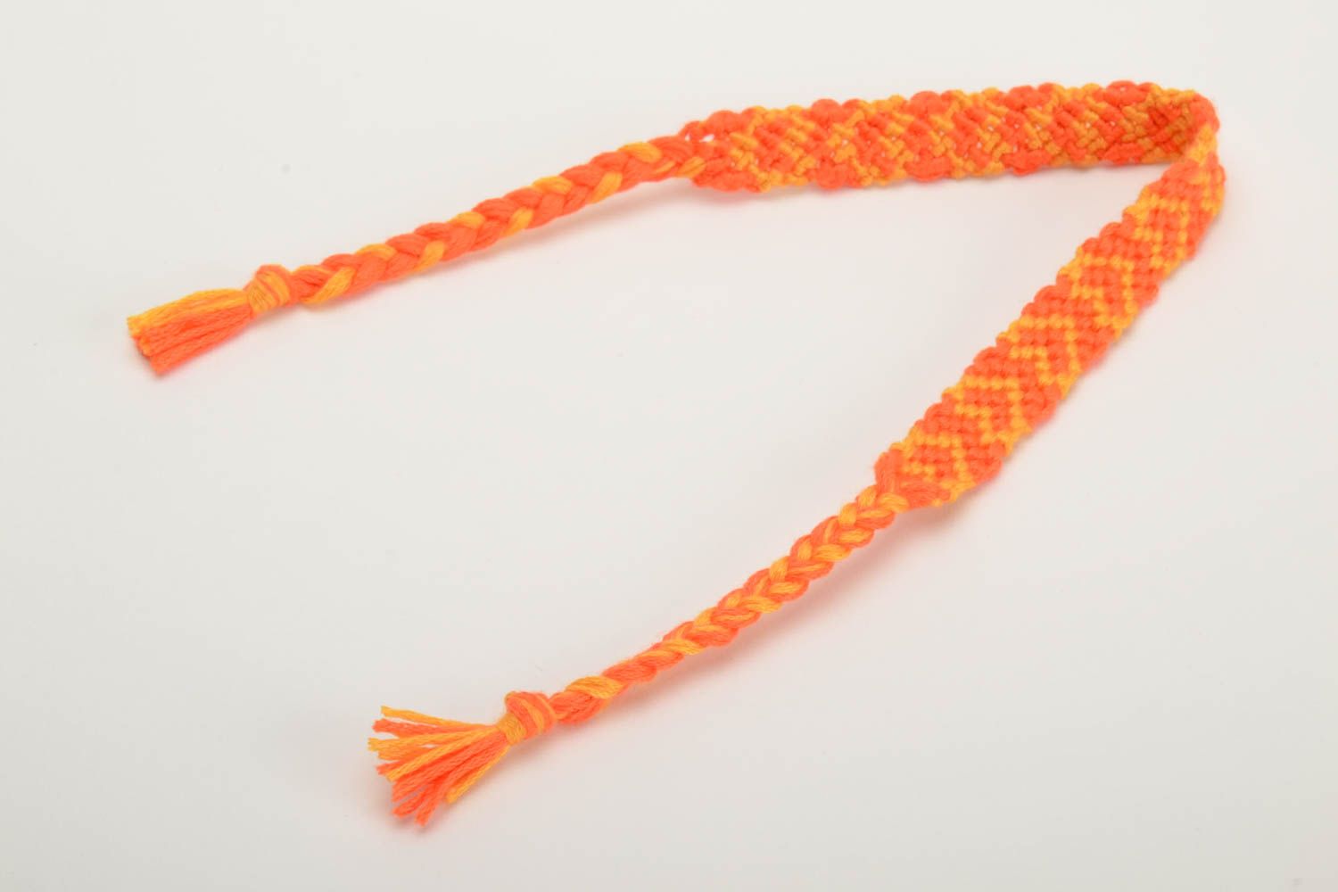 Handmade wrist friendship bracelet woven of orange embroidery floss for women photo 4