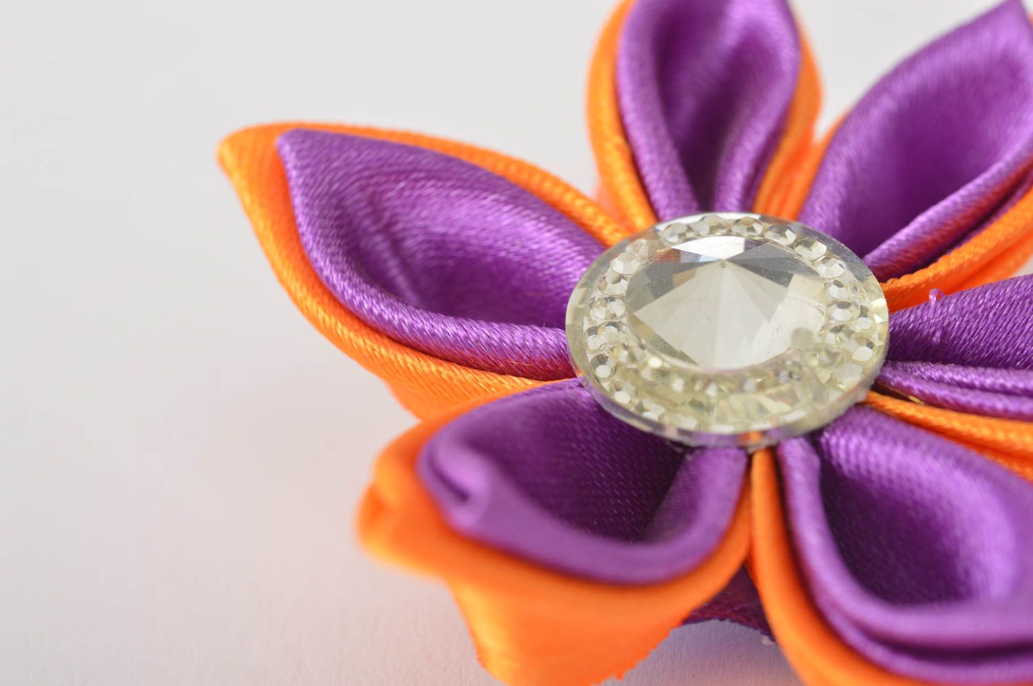 Violett orange Blume Haarspange handgemachter Schmuck Accessoires für Mädchen foto 4