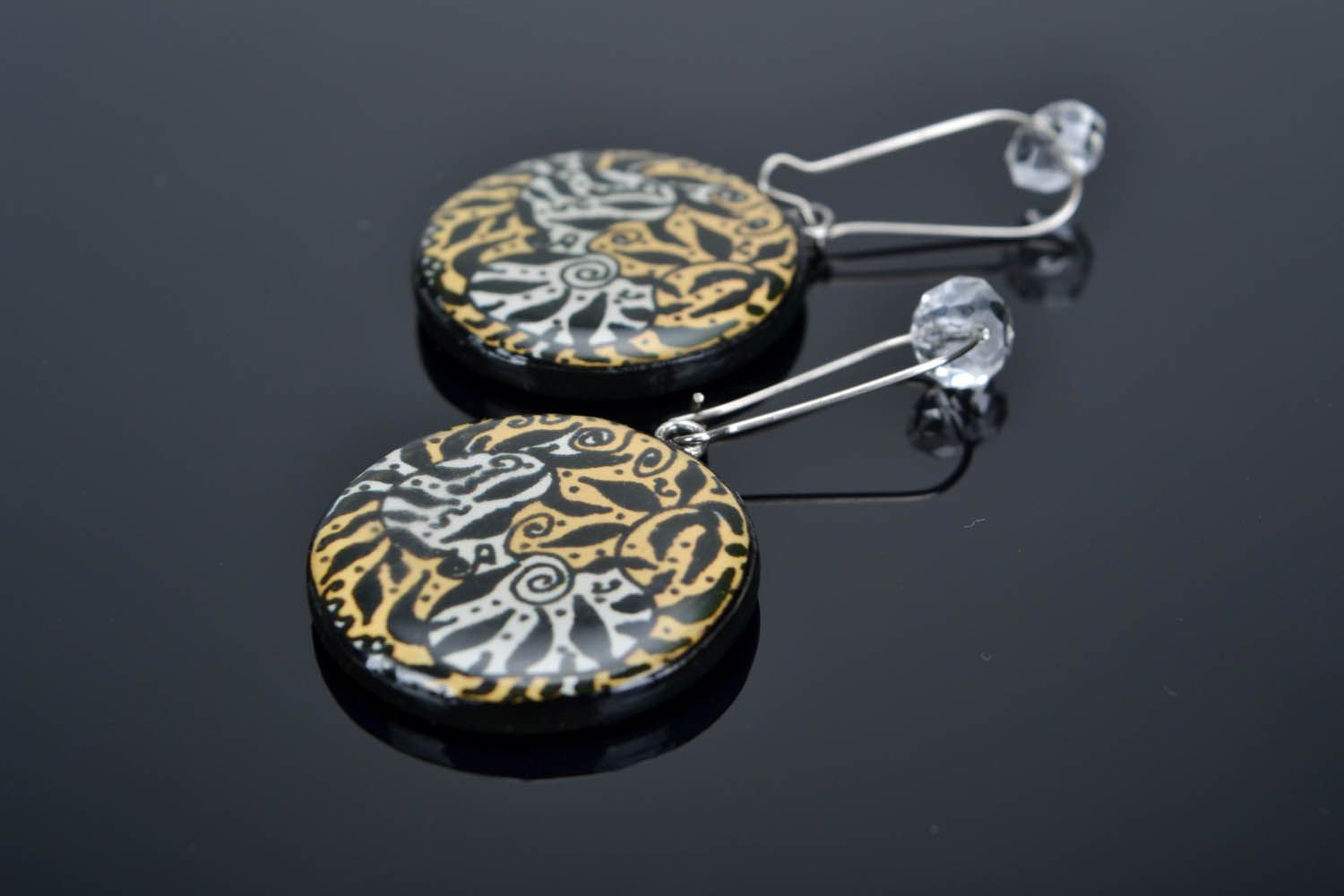 Polymer clay earrings with African motifs photo 1