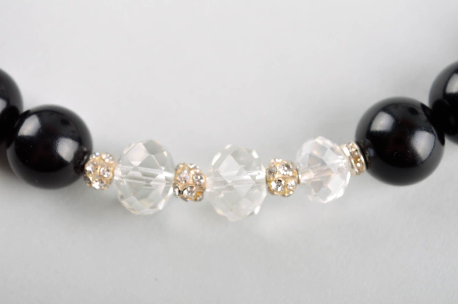Collier fantaisie Bijou fait main noir perles artificielles Accessoire femme photo 3