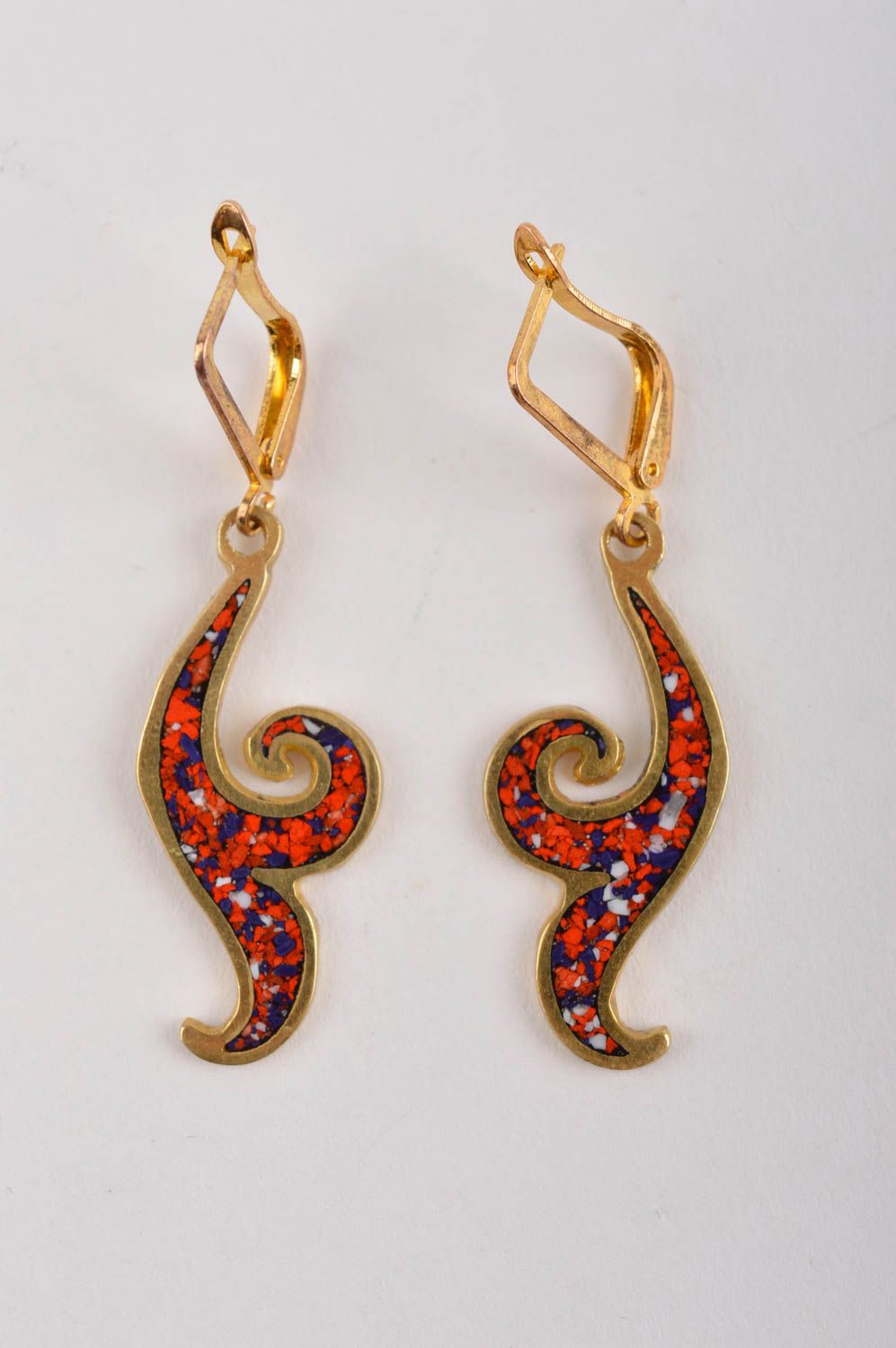 Серьги из натуральных камней handmade серьги из латуни женские серьги завитки фото 3